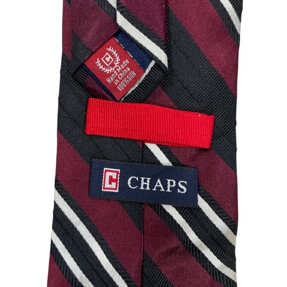 Ralph Lauren Chaps Silk Tie Striped Repp Navy Blue White Red - Picture 4 of 6